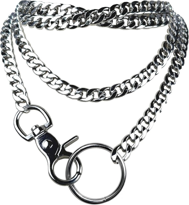paloli Women's Slip Chain Rainbow Heart O-Ring Chunky Chain Necklace, Rays Cuban Long Layered Jewelry, Adjustable Lariat Y-Necklace Heart Loop Choker - Image 1